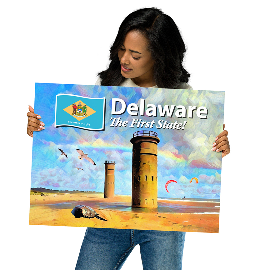 Delaware, The First State 24 inch x 18 inch Paper Poster
